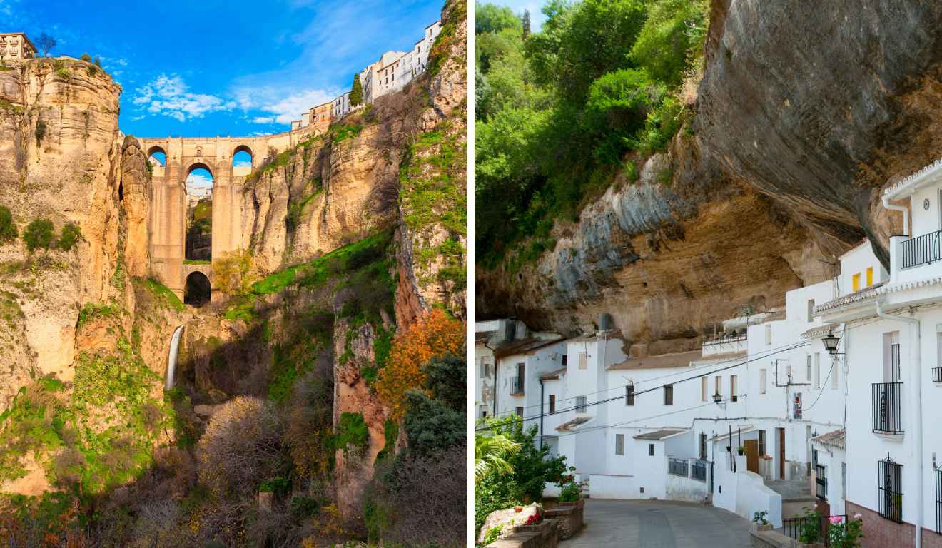 Most Puente Nuevo w Rondzie; domy w skałach w Setenil de las Bodegas - wycieczka prywatna do Rond y i Setenil, CostaTrips Malaga